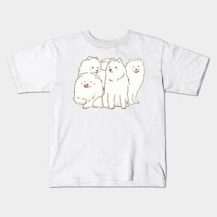 Cute samoyed dogs smiling with tongue out Kids T-Shirt